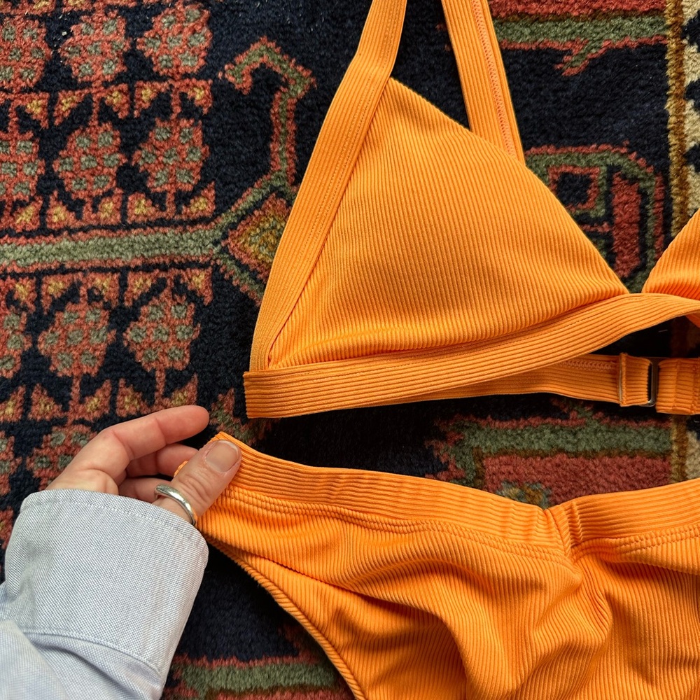 Orange Ribbed Bikini Set - Picture 3 of 13